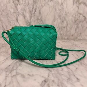 Bottega Veneta mini loop camera bag in green (parakeet)